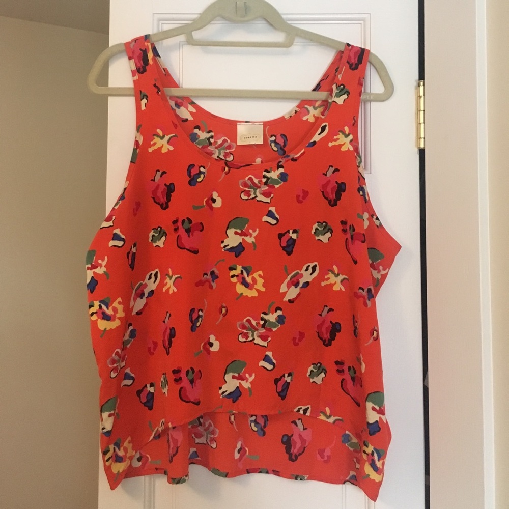 Cosette Orange Floral Crop Tank ❤️